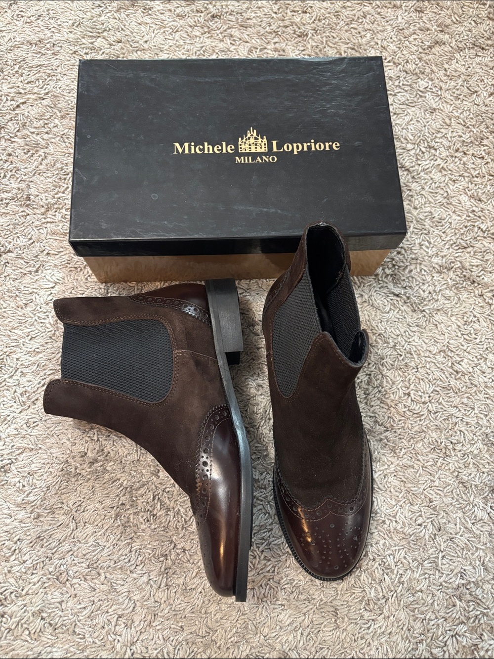 Michele Lopriore Chocolate Brown Suede Chelsea Boots